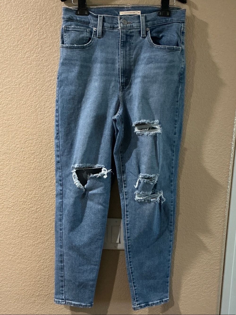 Levi's Distressed Skinny Jeans - Light Blue Denim